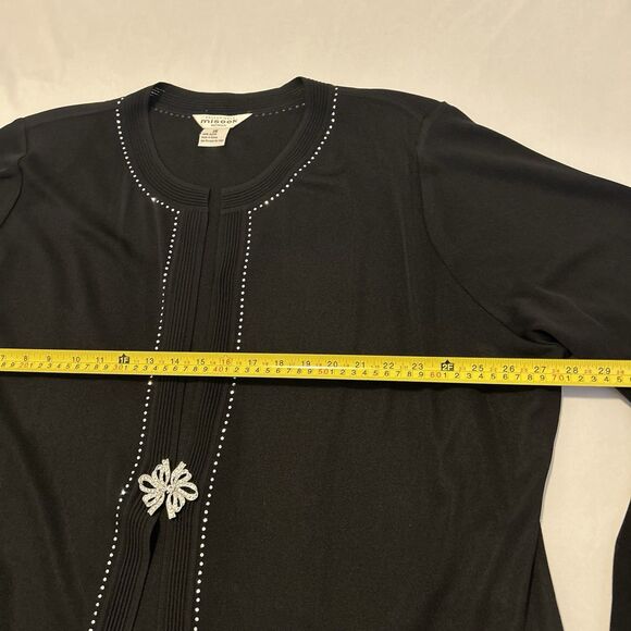 Exclusively Misook Black Cardigan Jeweled Formal Clasp Acrylic Solid - Size 3X - Picture 9 of 11